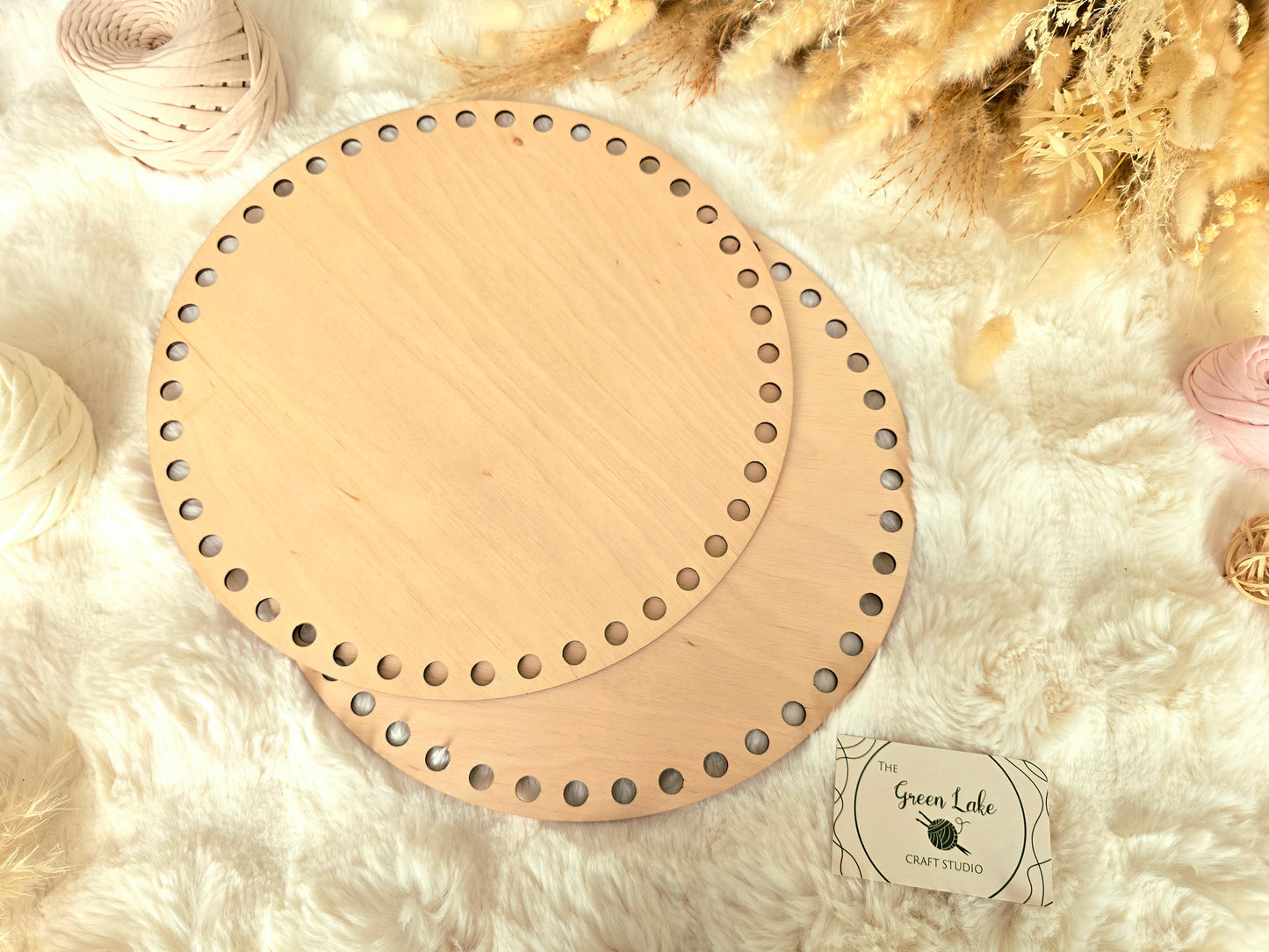 Circular wooden base 30cm / 12inch with 10mm holes and 10mm spacing for crochet, coiled or Macrame basket