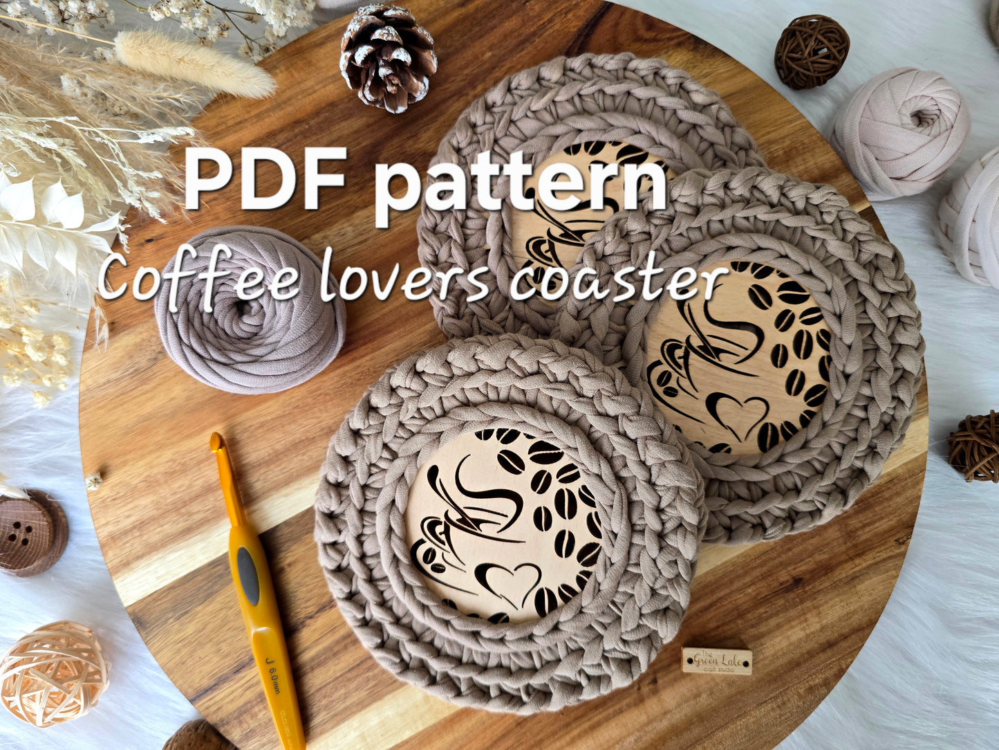 Coffee Lovers coaster crochet pattern PDF
