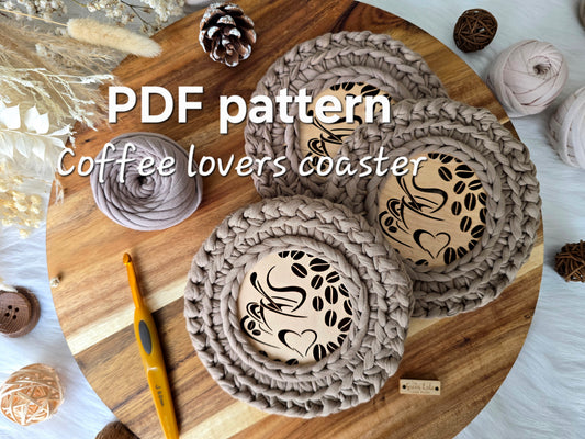 Coffee Lovers coaster crochet pattern PDF