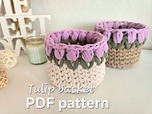 Tulip Basket crochet PDF pattern