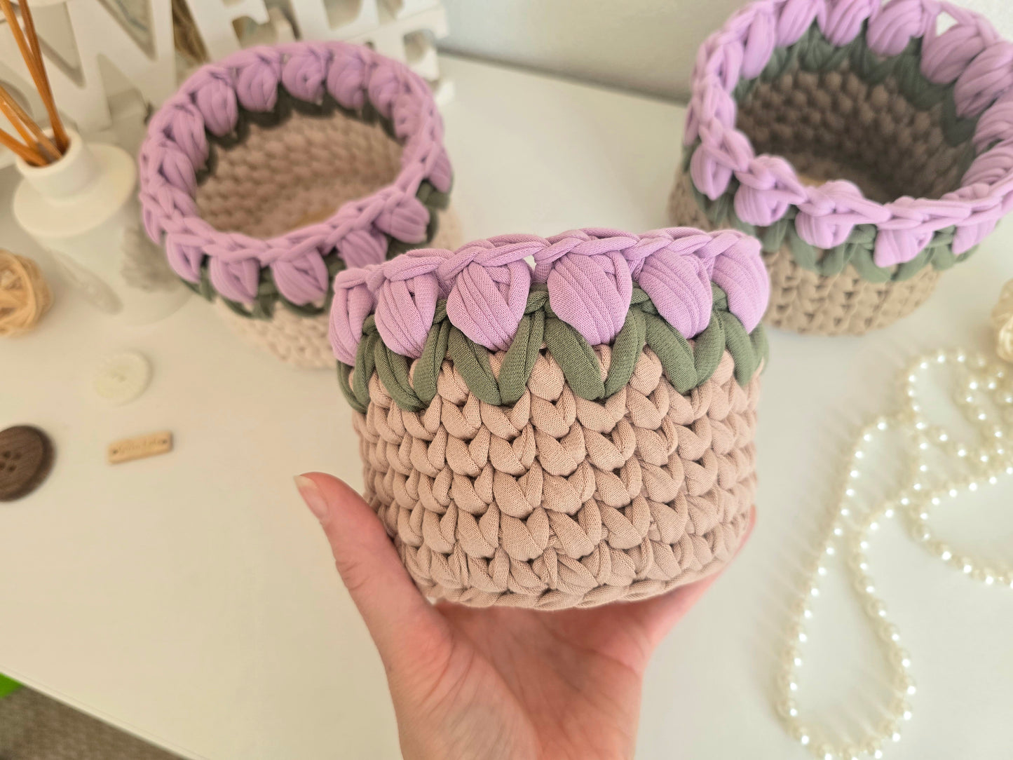 Tulip Basket crochet PDF pattern