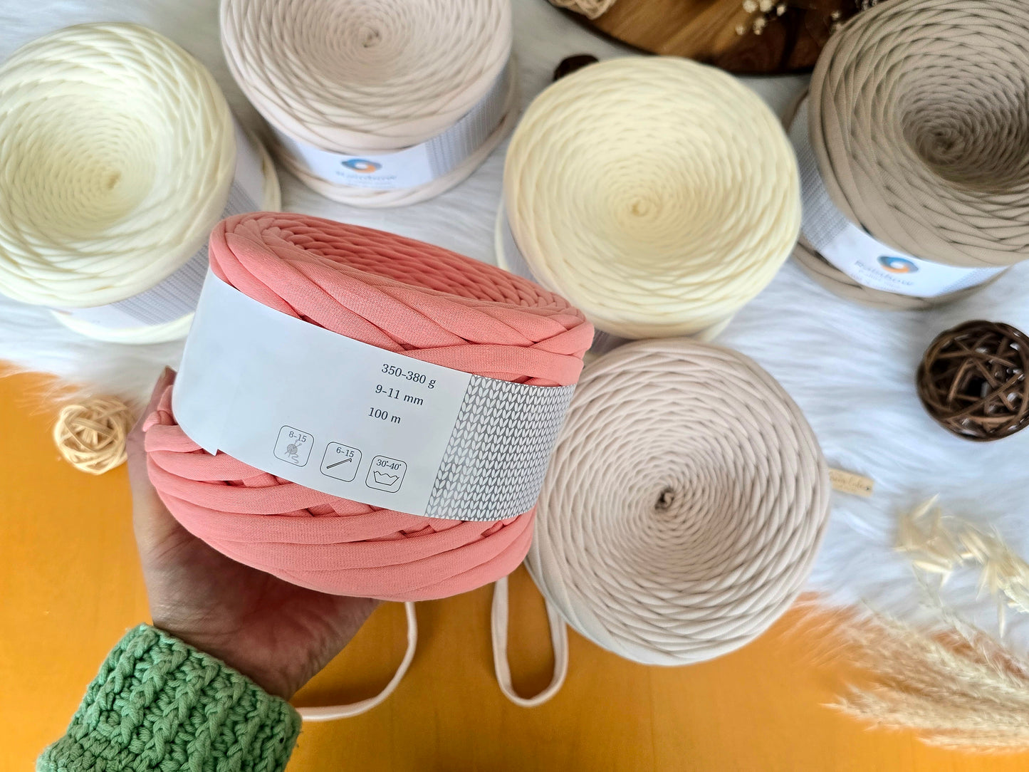 Tshirt yarn 100metres/110yards, 290-380gr, 9-11mm thickness, 100% Cotton Premium quality PRE-ORDERS