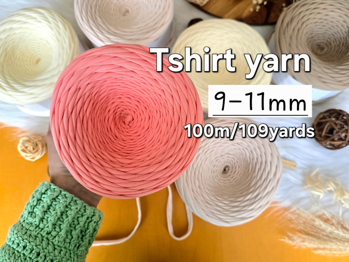 Tshirt yarn 100metres/110yards, 290-380gr, 9-11mm thickness, 100% Cotton Premium quality PRE-ORDERS