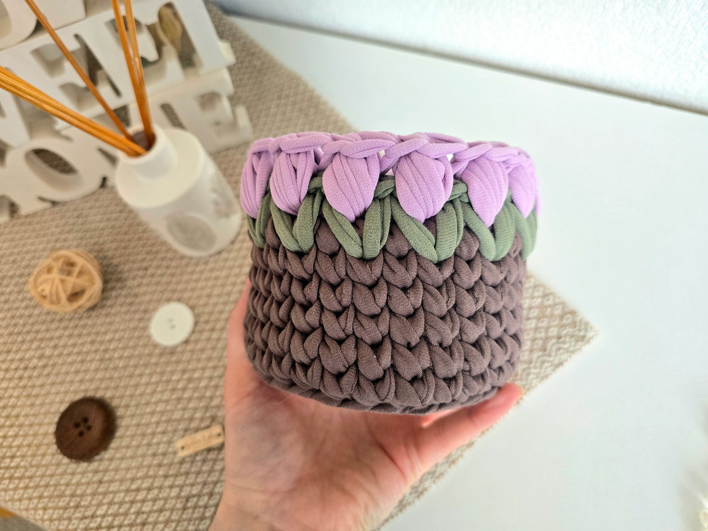Tulip Basket crochet PDF pattern