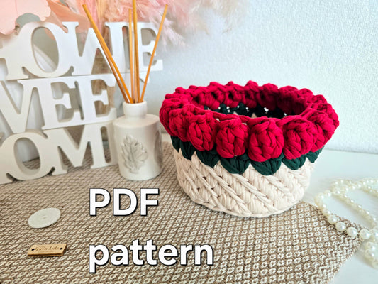 Rose Crochet Basket PDF Pattern