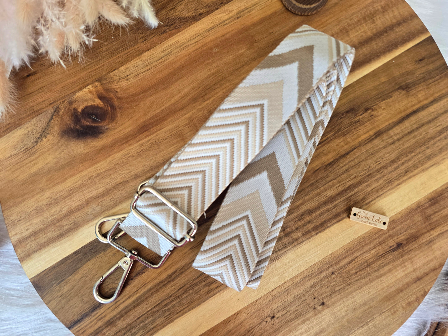Bag straps with silver hardware