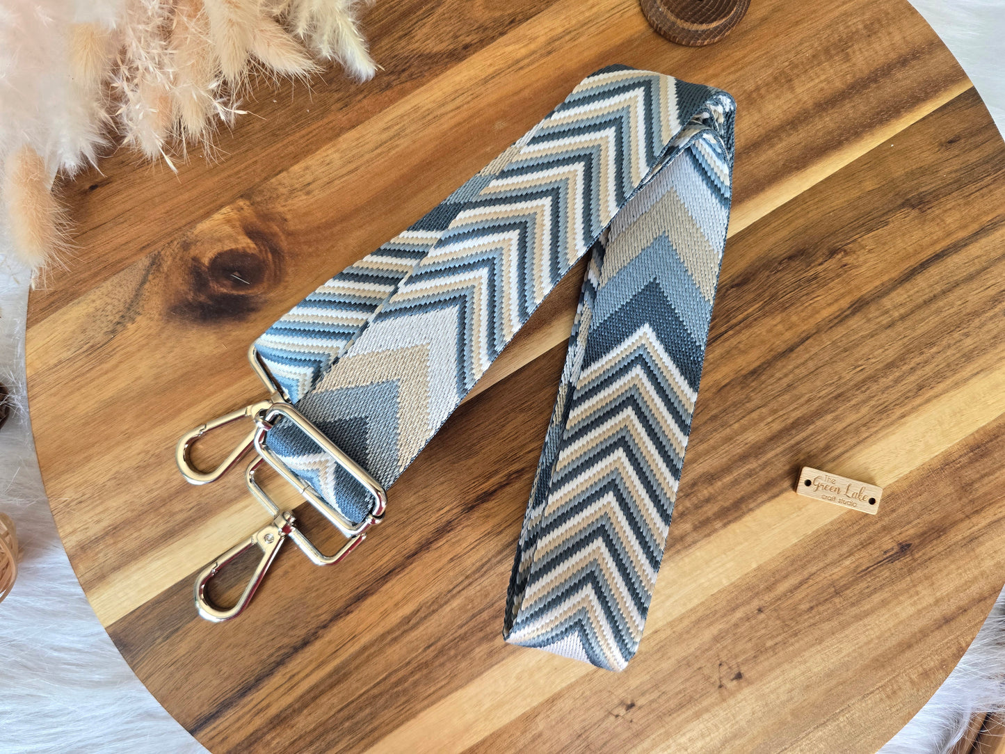 Bag straps with silver hardware