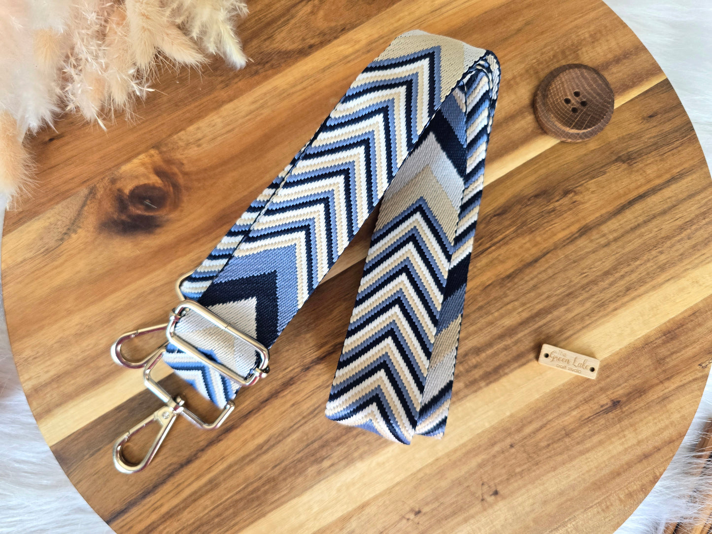 Bag straps with silver hardware