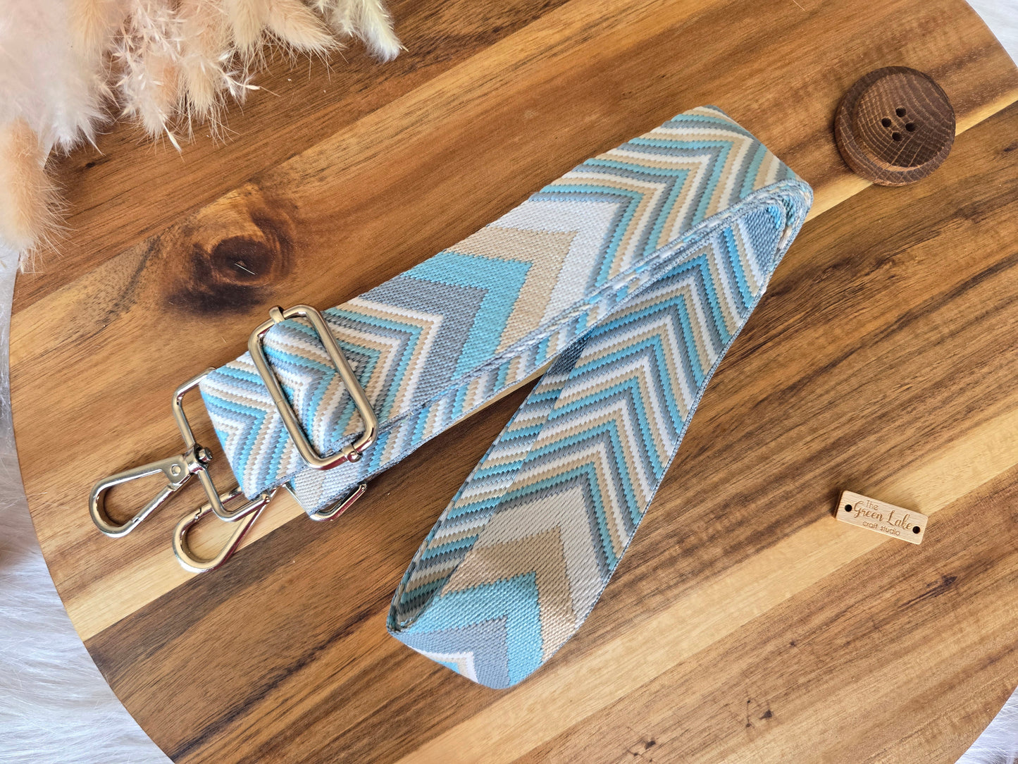 Bag straps with silver hardware