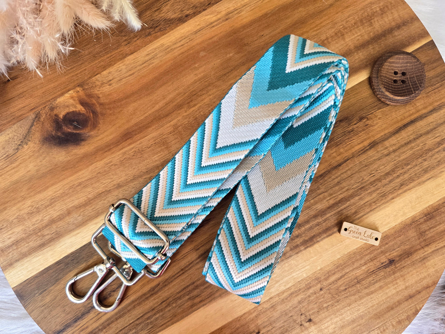 Bag straps with silver hardware