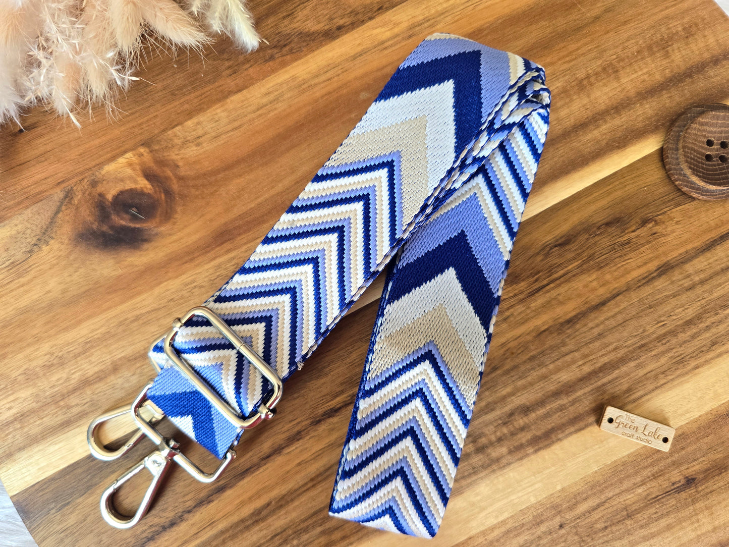 Bag straps with silver hardware