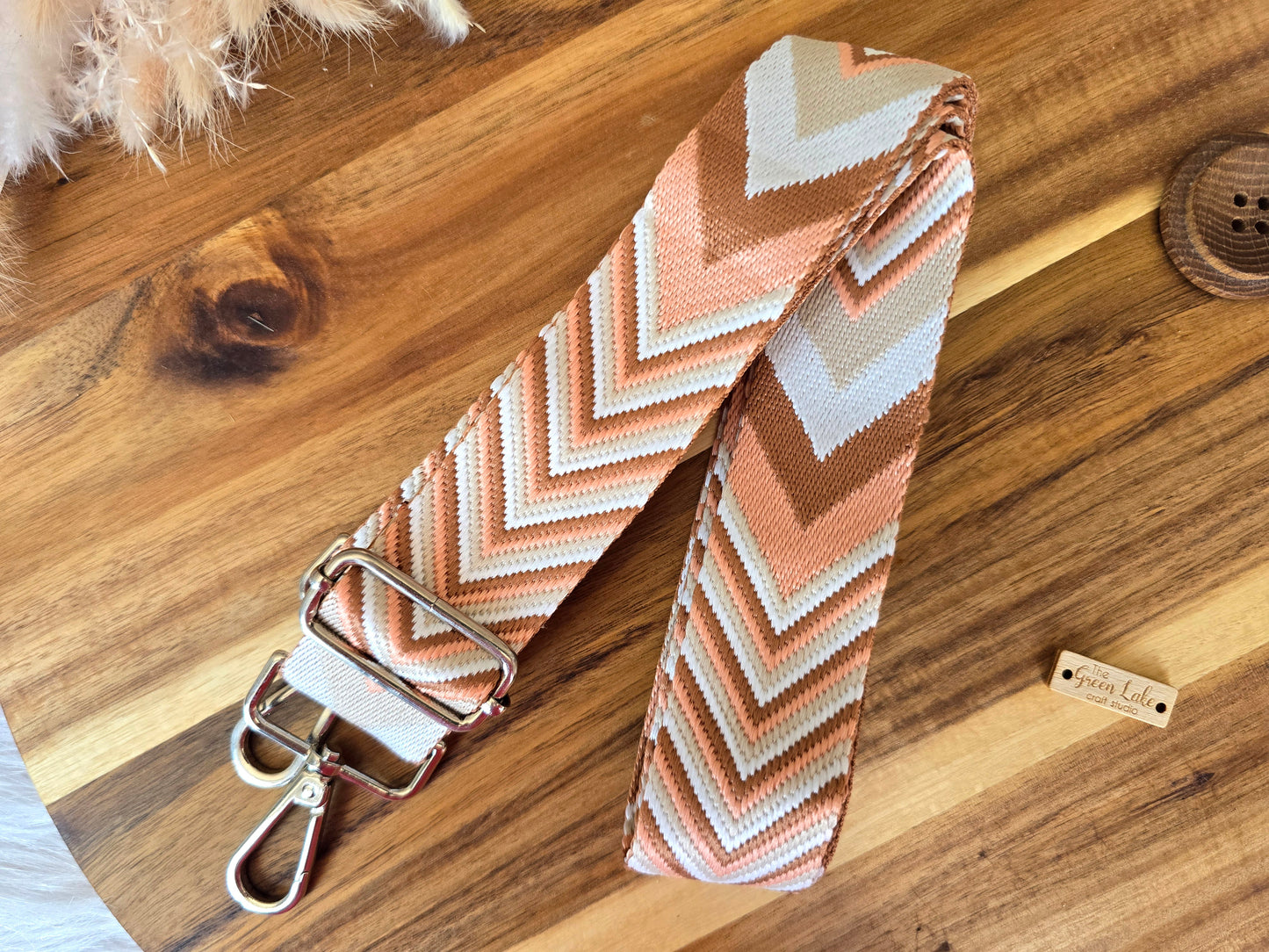 Bag straps with silver hardware