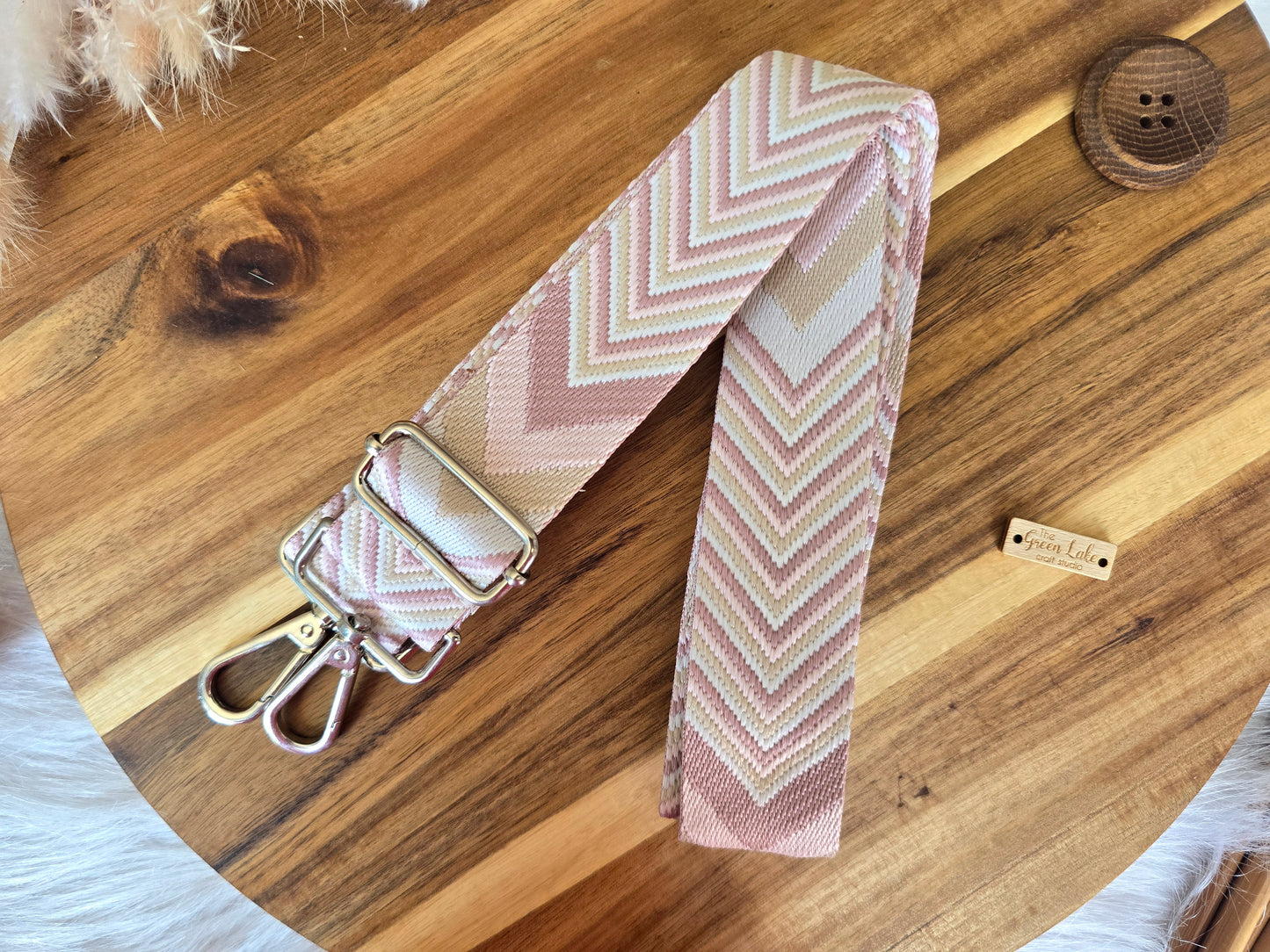 Bag straps with silver hardware