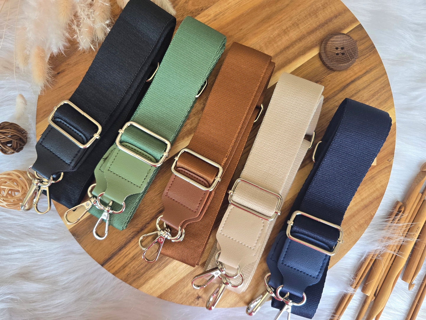 Bag straps plain with silver hardware