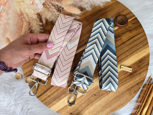 Bag straps with silver hardware