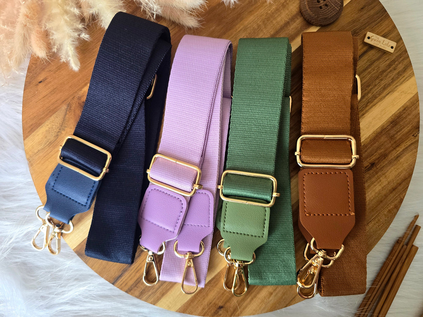 Plain colour bag straps with golden hardware
