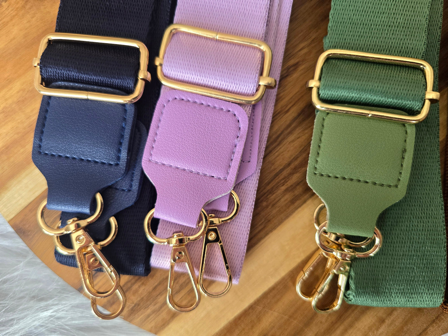 Plain colour bag straps with golden hardware