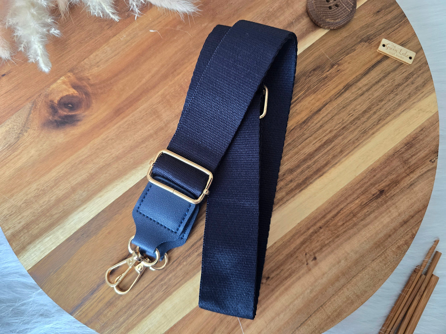 Plain colour bag straps with golden hardware