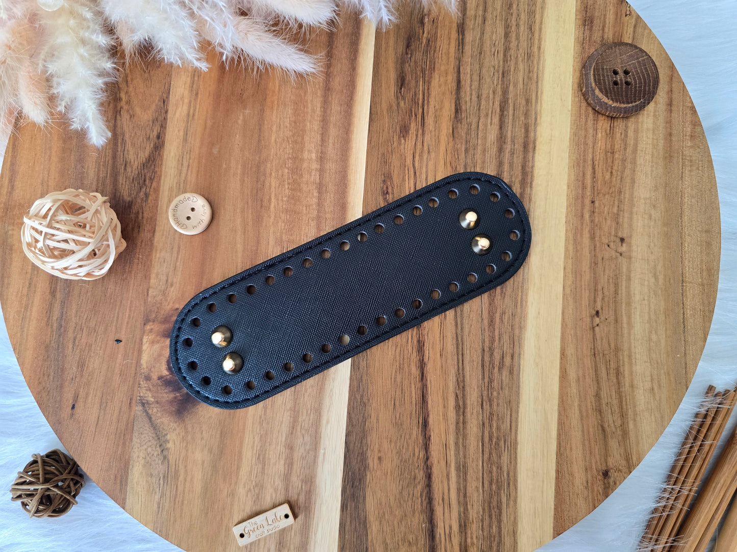 Oval bag bases 18x5.5cm Faux leather with golden stads