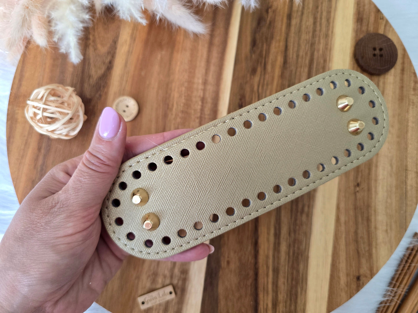 Oval bag bases 18x5.5cm Faux leather with golden stads