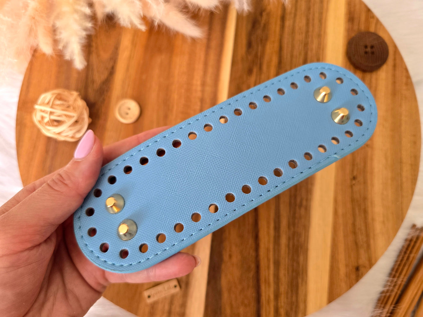 Oval bag bases 18x5.5cm Faux leather with golden stads