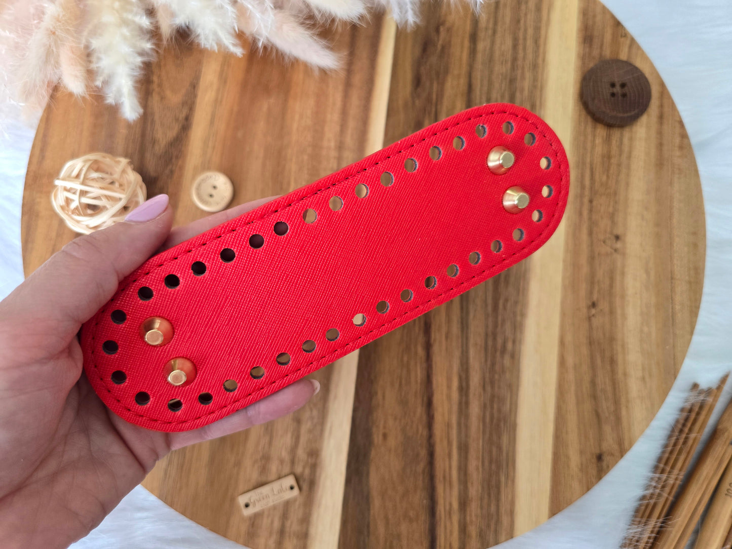Oval bag bases 18x5.5cm Faux leather with golden stads
