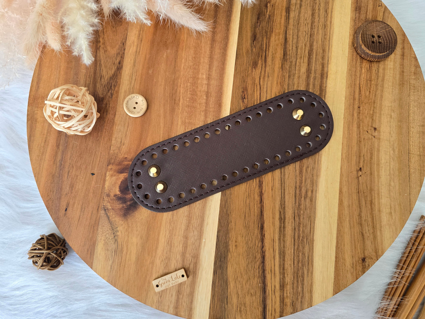 Oval bag bases 18x5.5cm Faux leather with golden stads