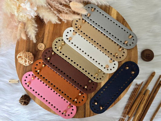 Oval bag bases 18x5.5cm Faux leather with golden stads