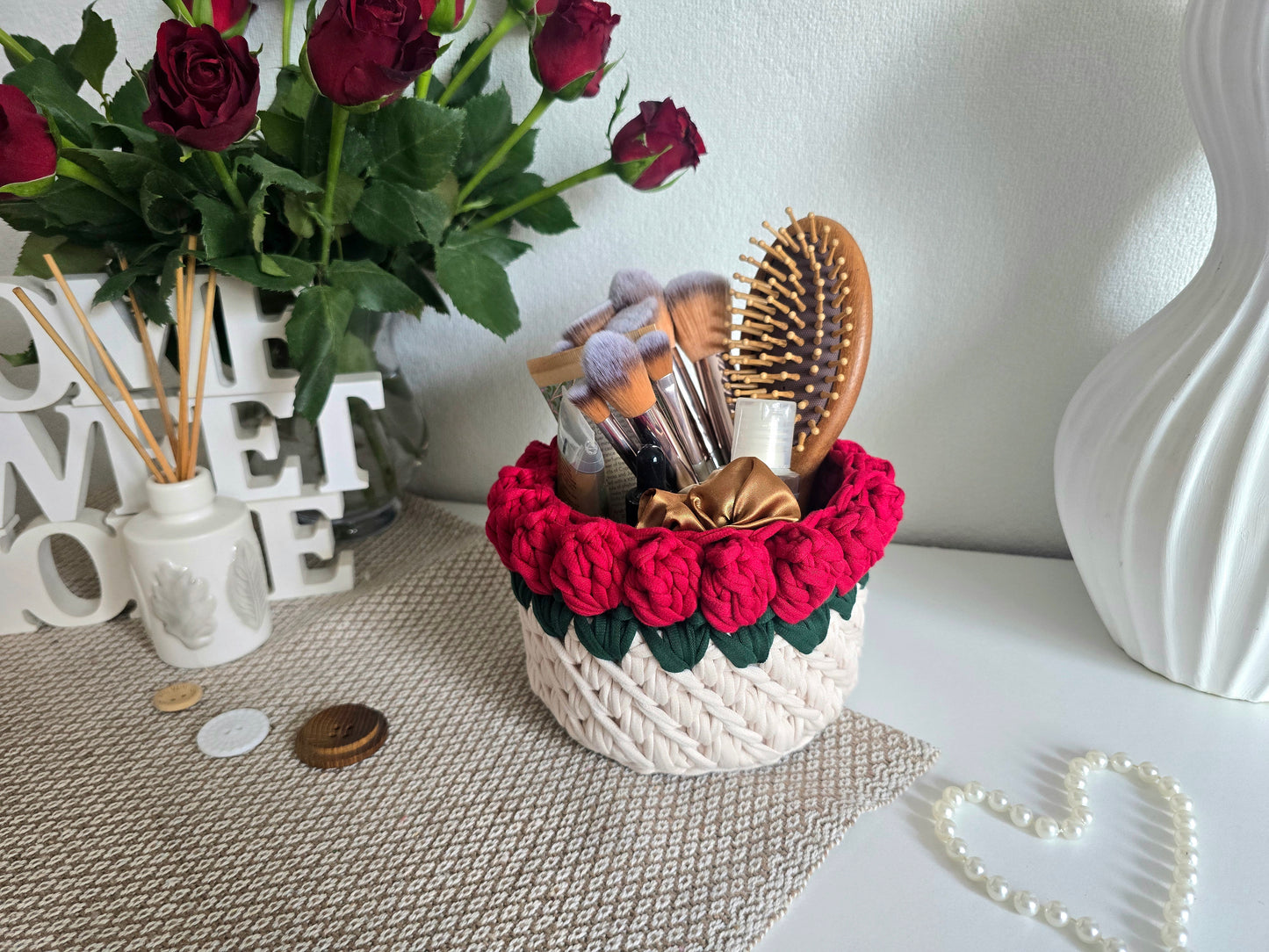 Rose Crochet Basket PDF Pattern