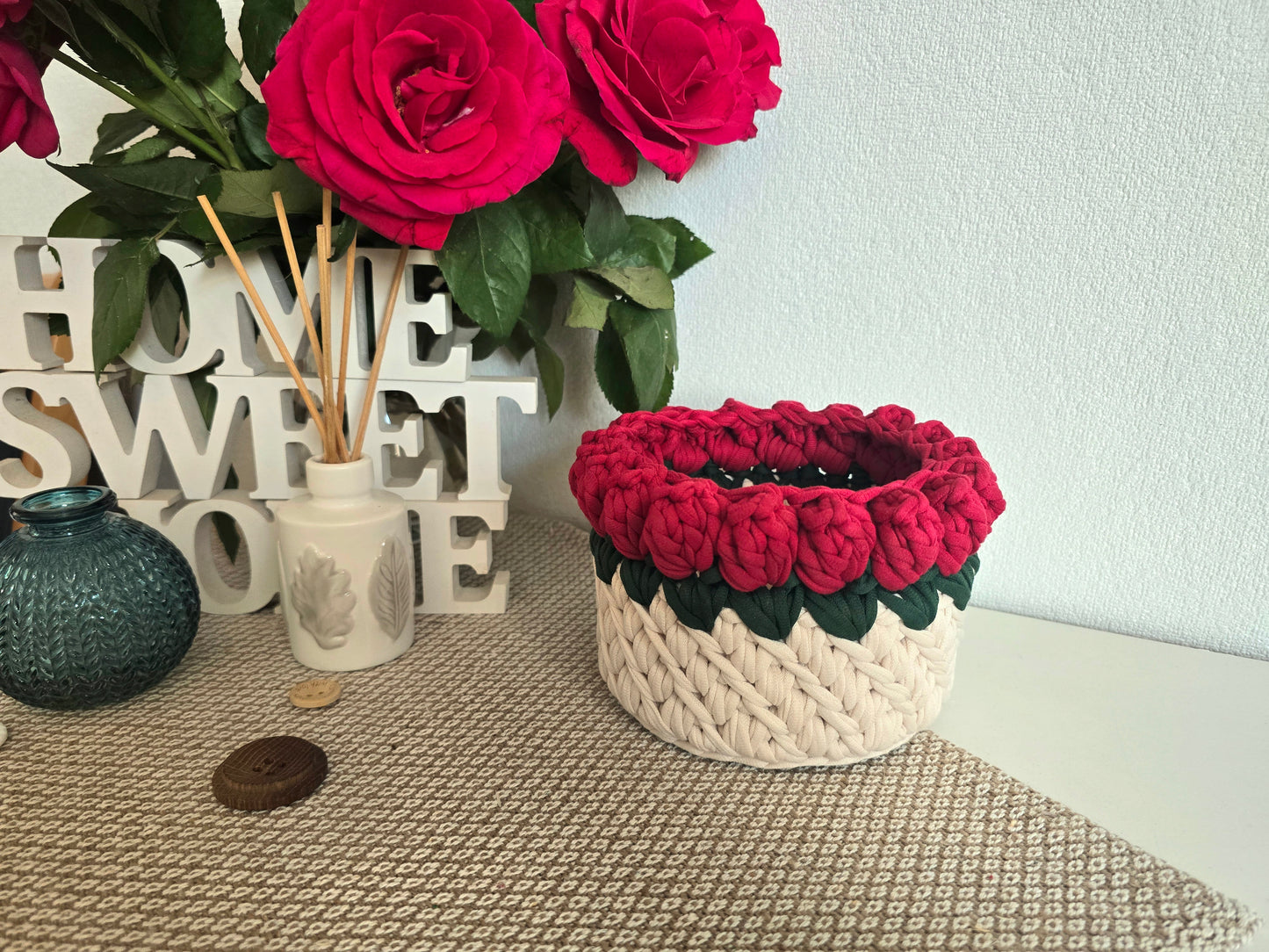 Rose Crochet Basket DIY Kit