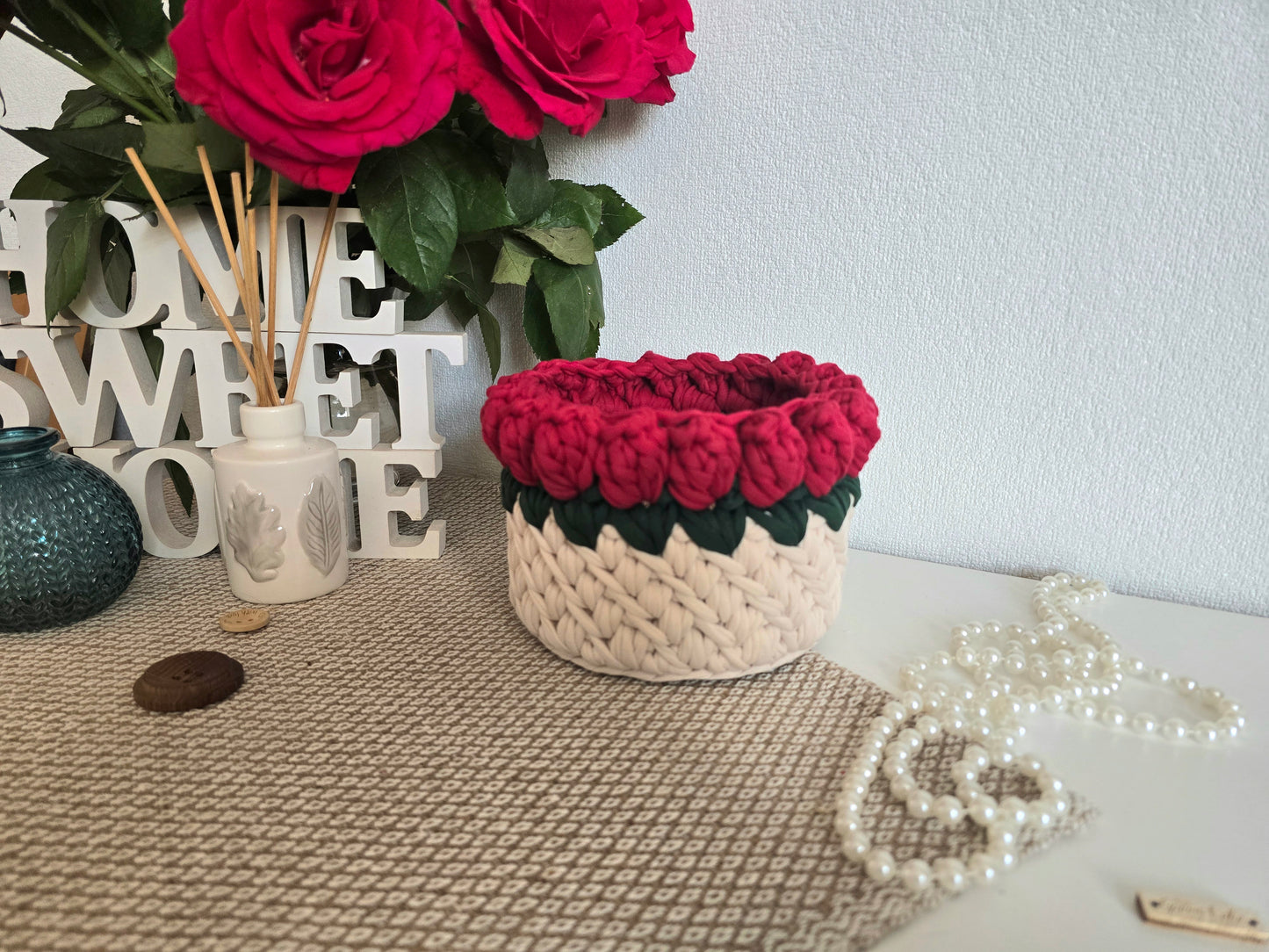 Rose Crochet Basket DIY Kit