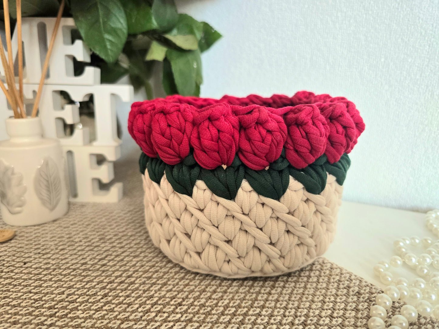 Rose Crochet Basket DIY Kit