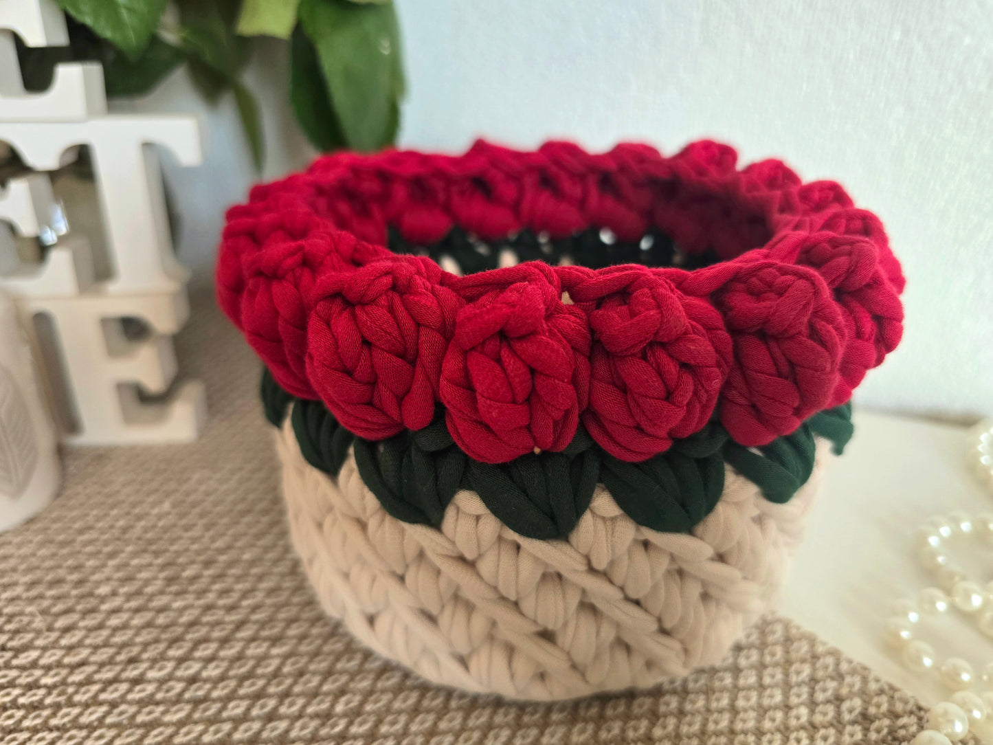 Rose Crochet Basket DIY Kit