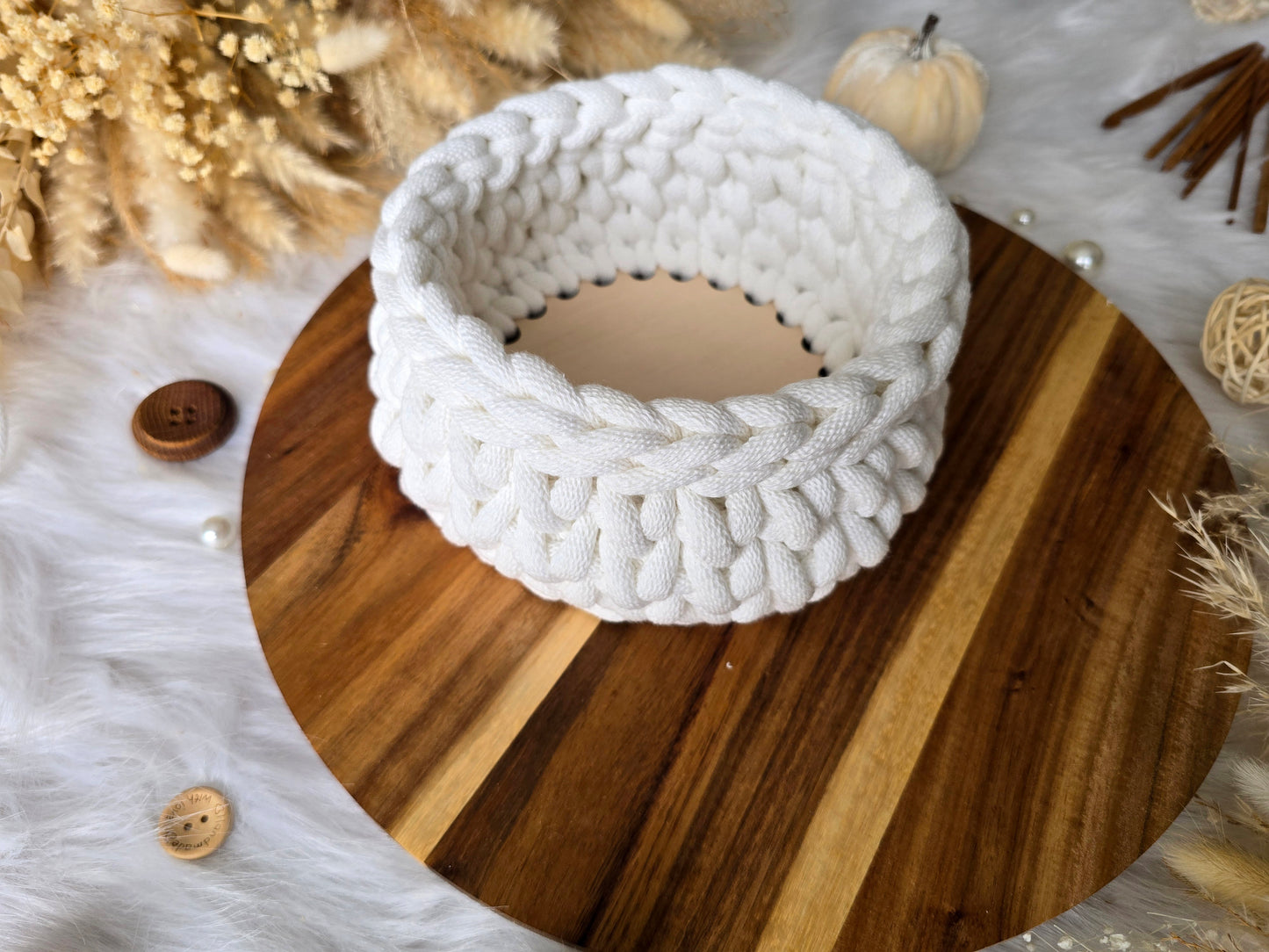 Circular wooden bases with 10mm holes for crochet, coiled or Macrame basket
