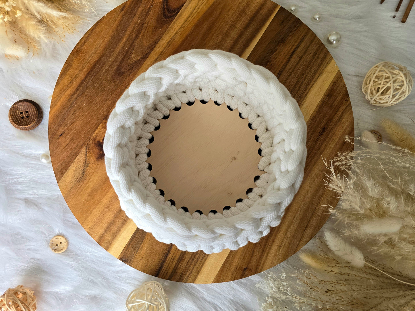 Circular wooden bases with 10mm holes for crochet, coiled or Macrame basket