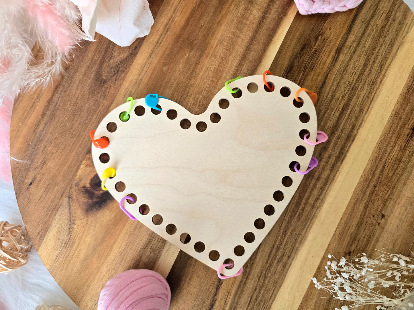 Heart wooden base for crochet, coiled or Macrame basket