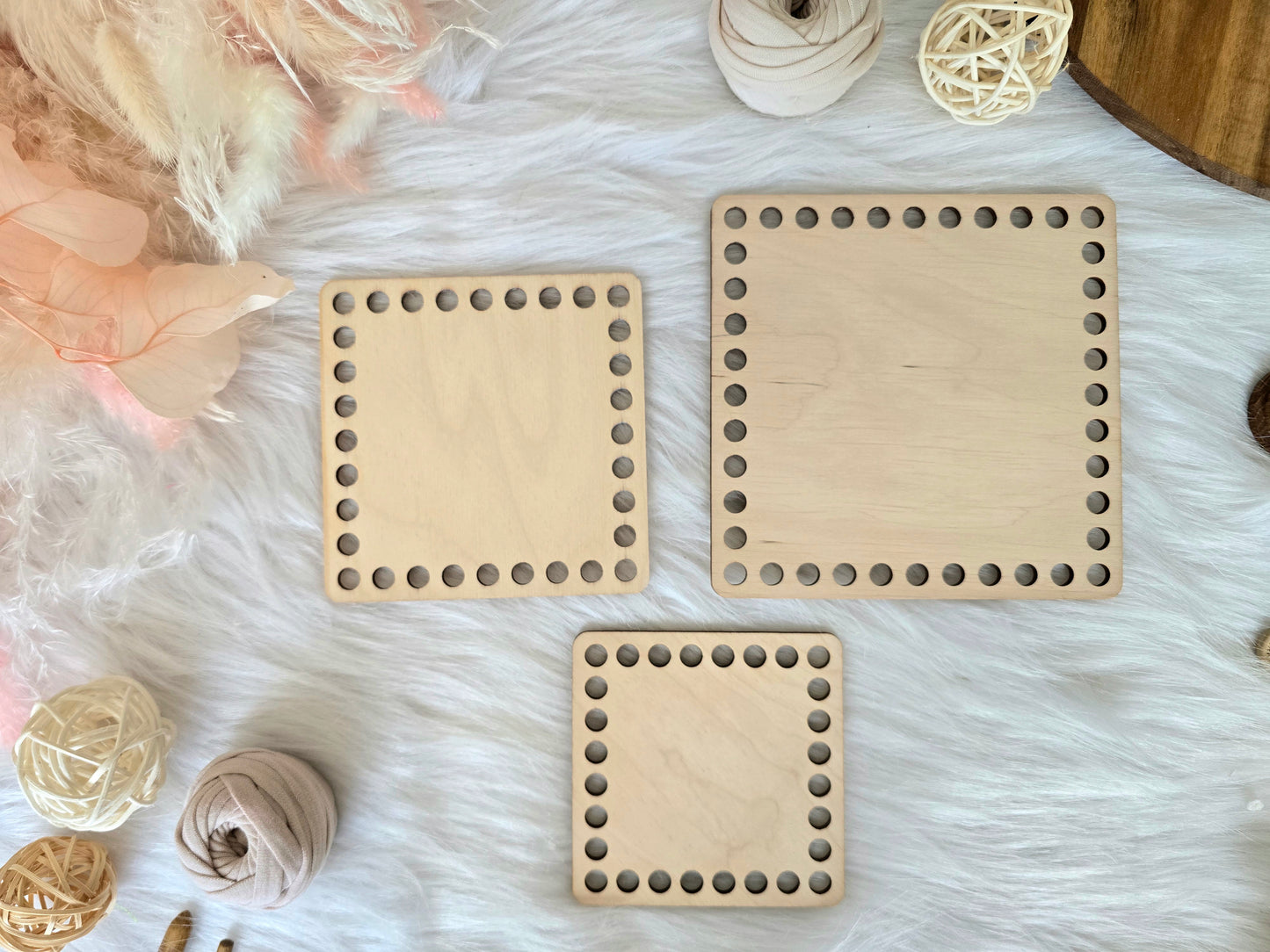 Square Wooden Bases for crochet, coiled or Macrame basket