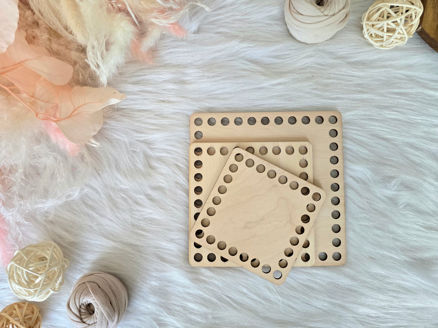 Square Wooden Bases for crochet, coiled or Macrame basket