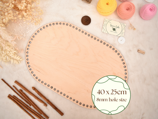 Large 40x25cm oval wooden base with 8mm holes for crochet, coiled or Macrame basket