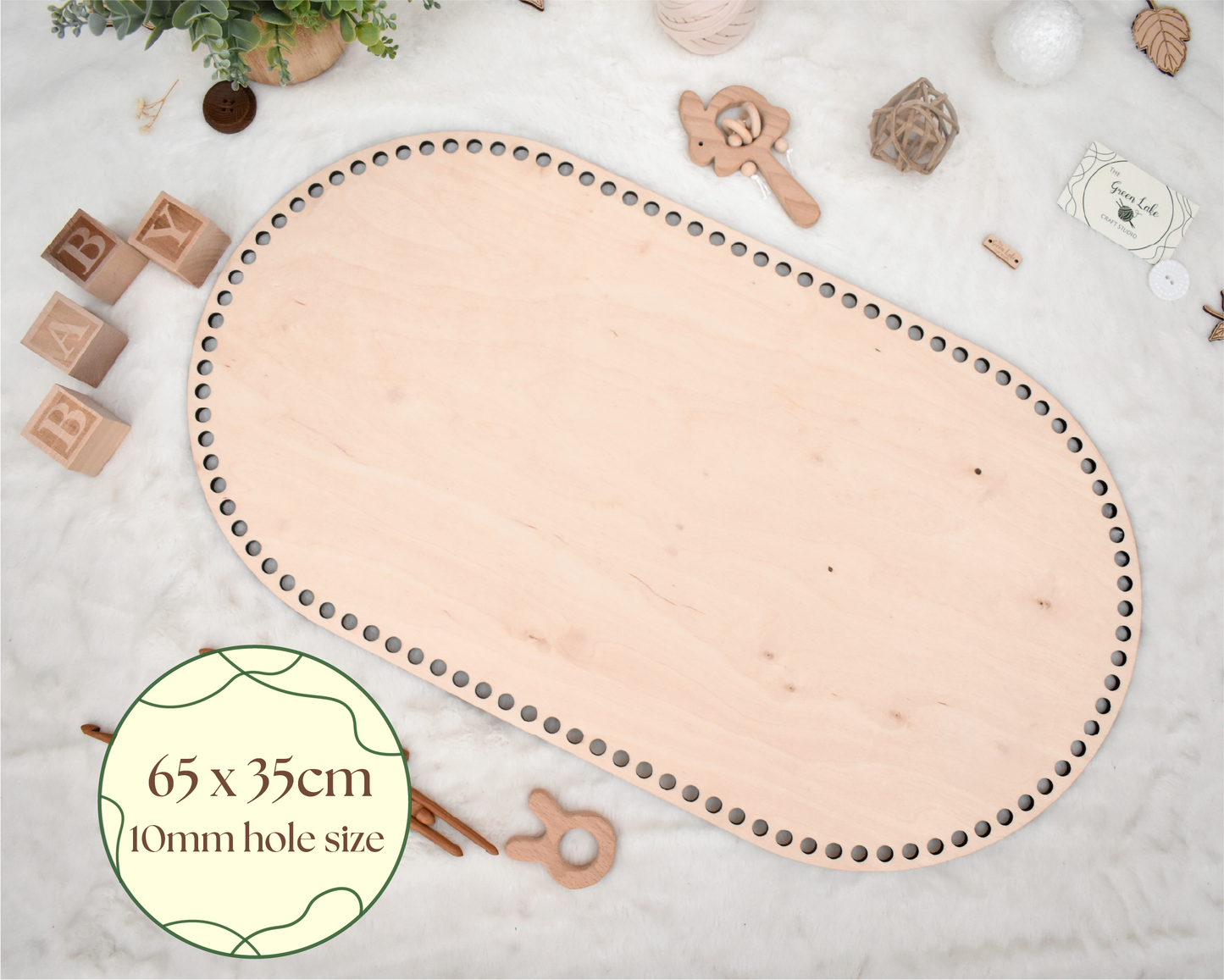 Baby cradle wooden basket bottom 65x35cm with 10mm hole size