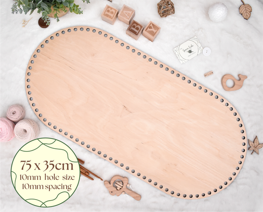 Baby cradle wooden basket bottom 75x35cm with 10mm hole size and 10mm spacing compatible with 9mm cord