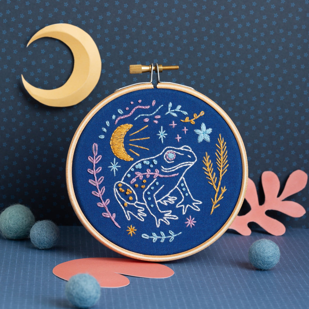 Celestial Frog mini embroidery kit