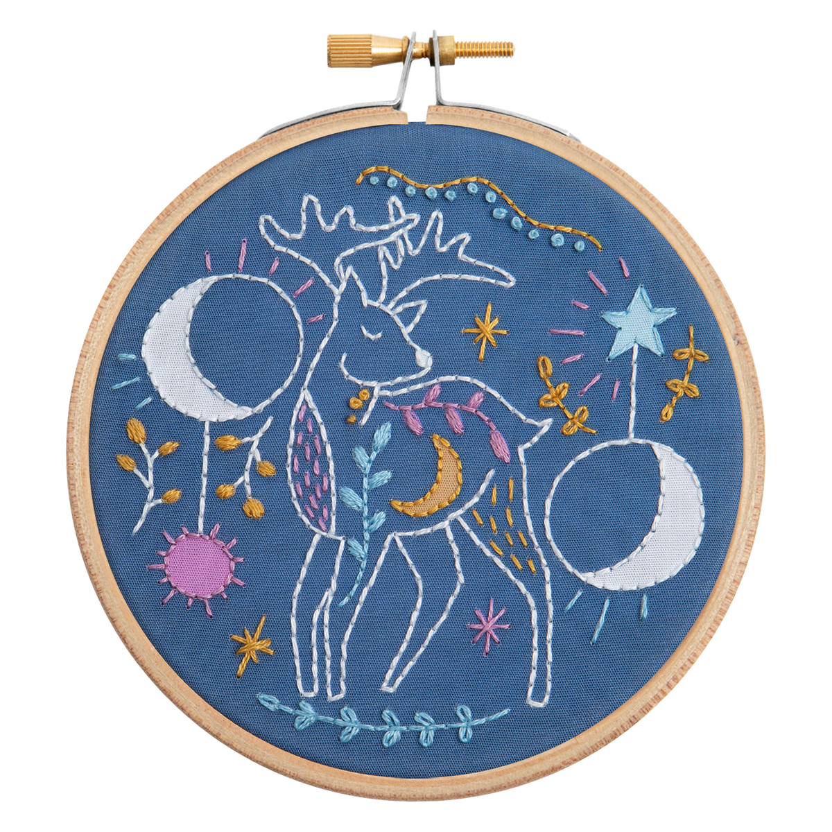 Celestial Deer mini embroidery kit