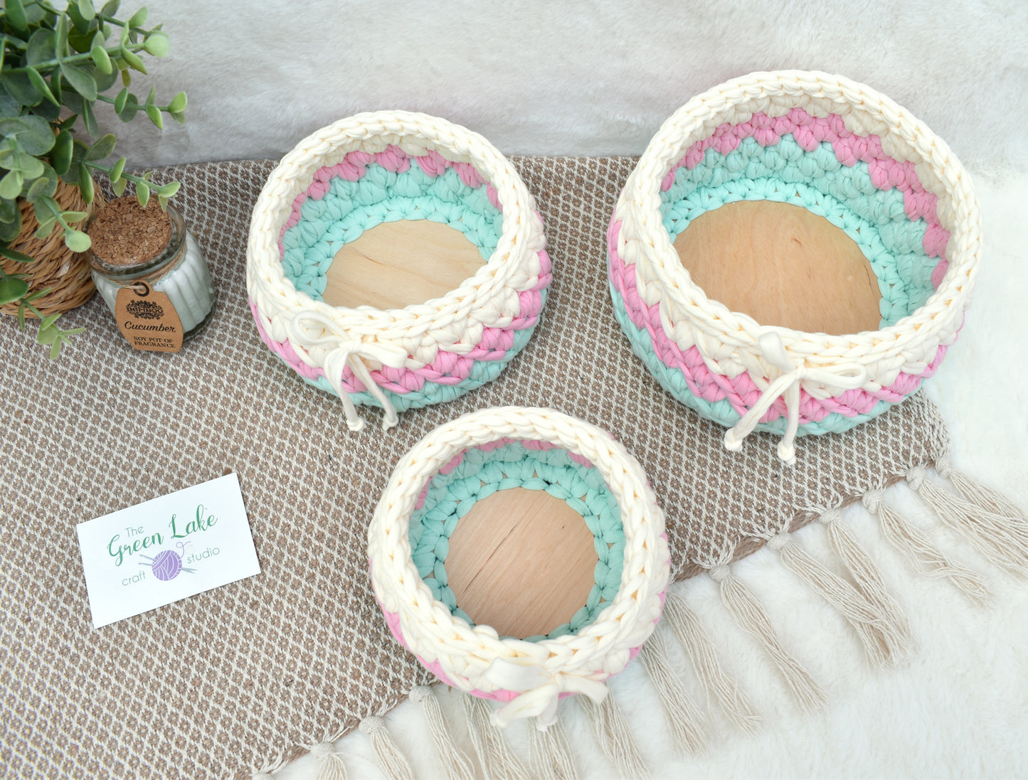 Pastels crochet basket