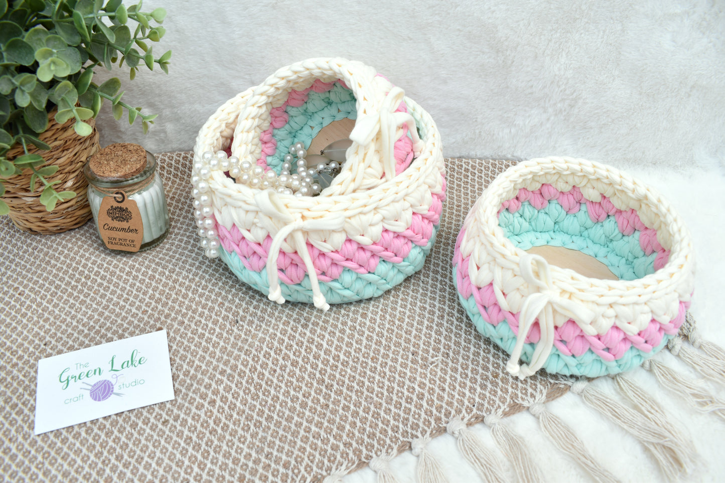 Pastels crochet basket
