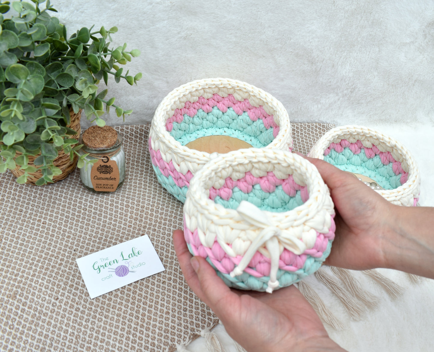 Pastels crochet basket