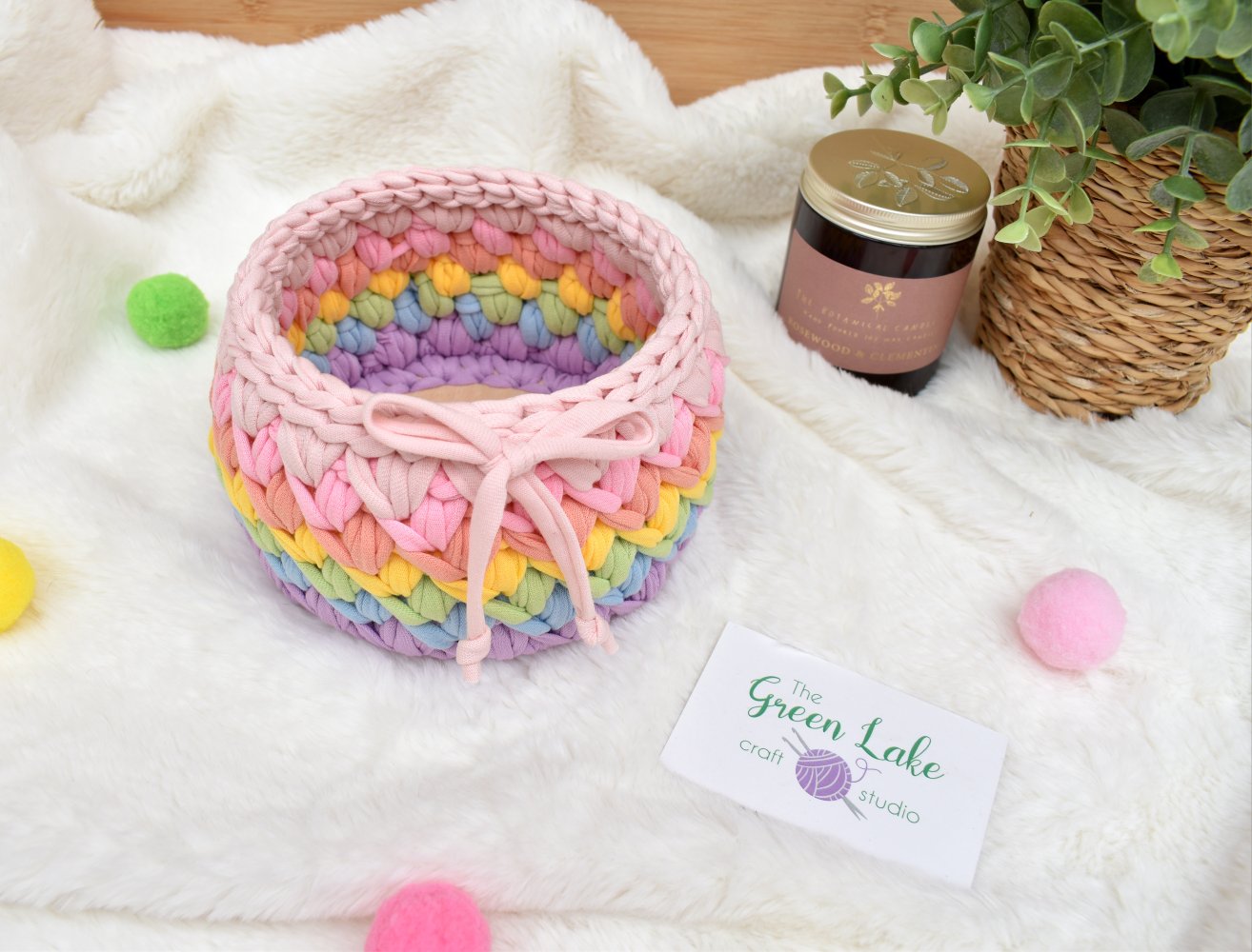Handmade Crochet Basket: Rainbow Nursery Organizer, ECO Decor
