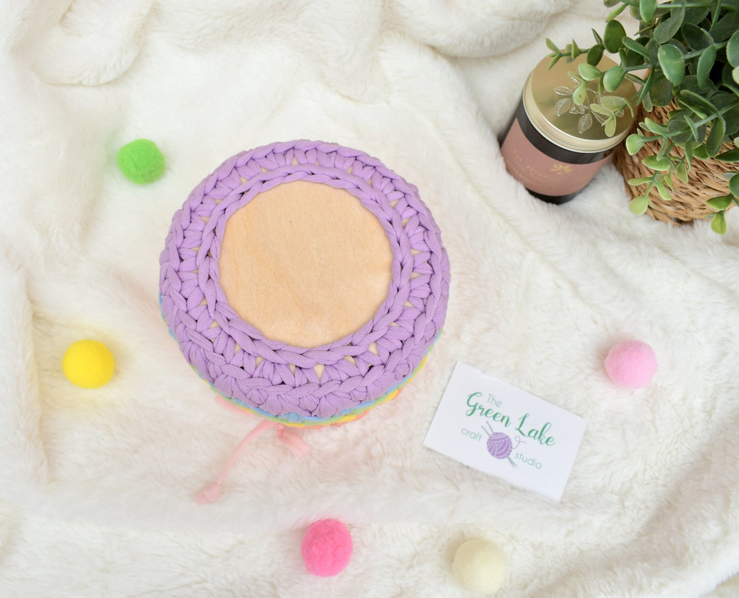 Handmade Crochet Basket: Rainbow Nursery Organizer, ECO Decor