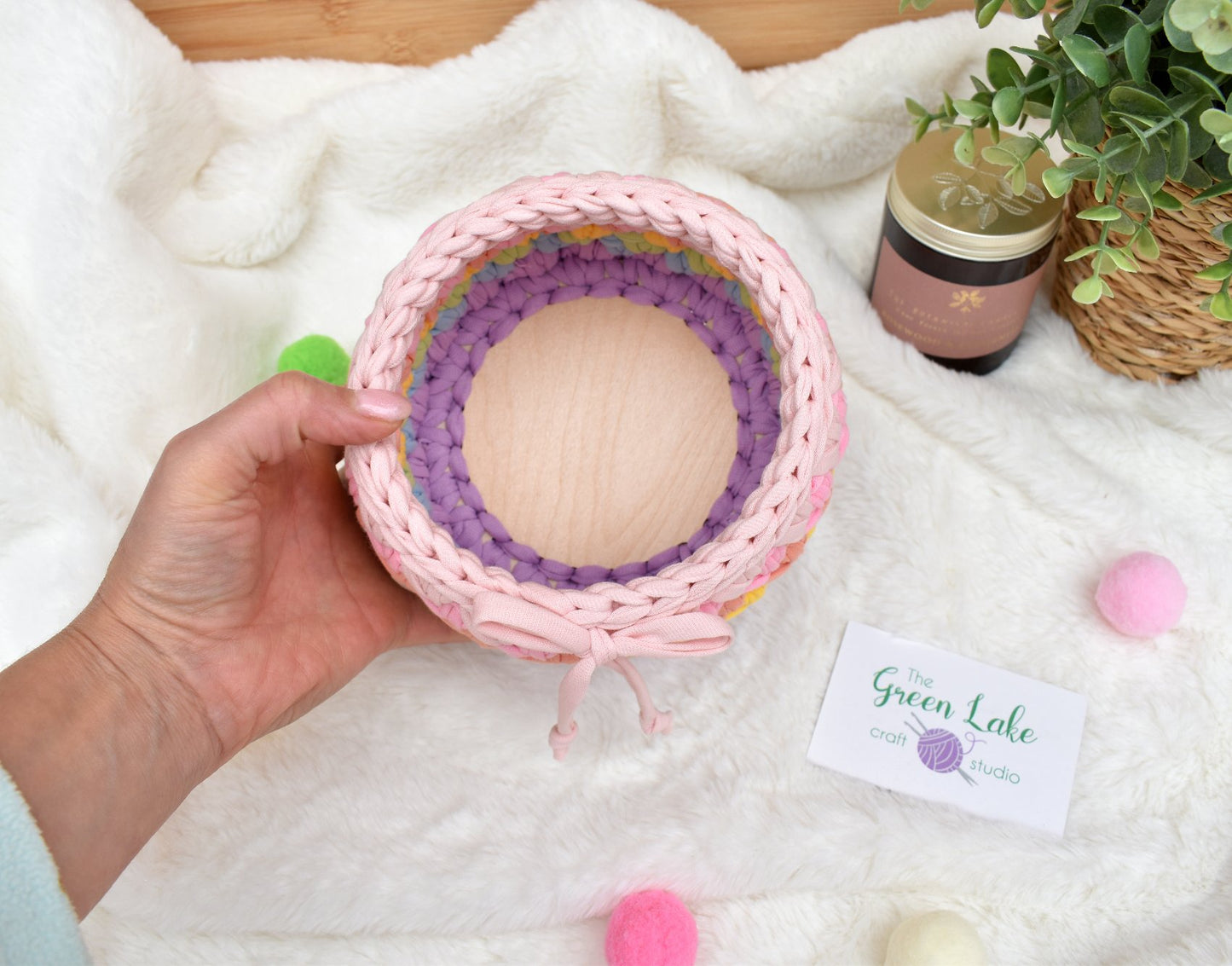 Handmade Crochet Basket: Rainbow Nursery Organizer, ECO Decor