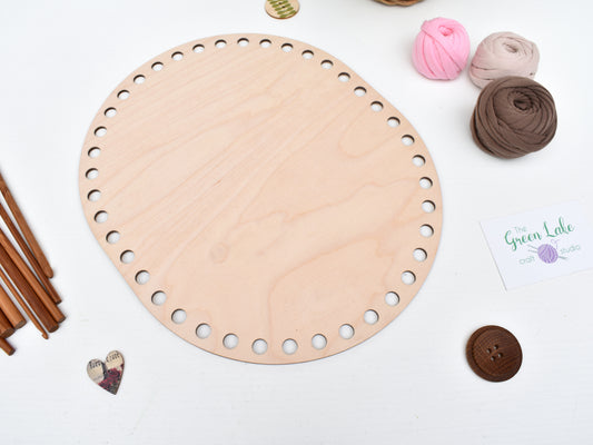 Large 30x25cm oval wooden base with 10mm hole size for crochet, macrame or coiled baskets